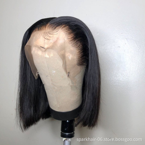 Wholesale Transparent Lace Front Wig Short Bob Lace Wigs For Black Women Brazilian Virgin Human Cuticle Aligned Hair Wigs
